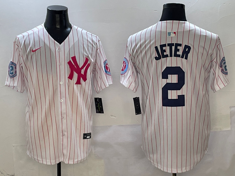 Men's New York Yankees Derek Jeter #2 White Team Jersey